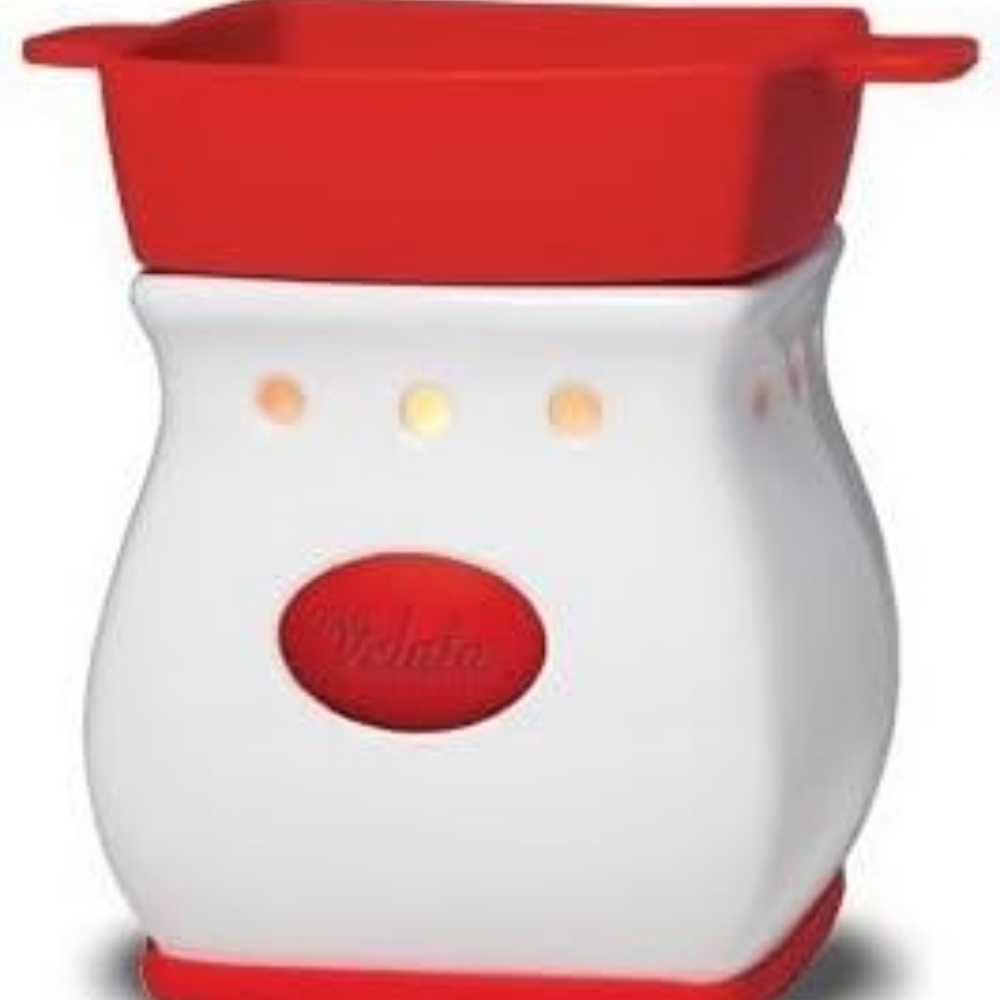 Scentsy Velata Fondue Warmer | Red/White | Ceramic & Silicone w/Adjustable Dial